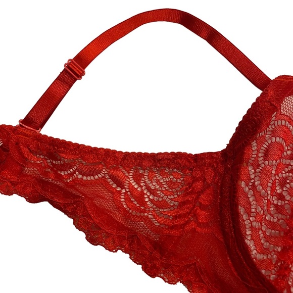 Lace Lingerie Bra/Bralettes Red & Nude Size Small - Picture 6 of 11
